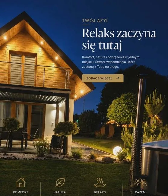 Domki Mazury całoroczne Giżycko jacuzzi sauna basen