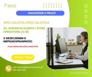 Specjalista ds. Wsparcia Klienta i Store Operations (K/M) z orzeczeniem o niepełnosprawności -praca zdalna (cała Polska) — photo 1
